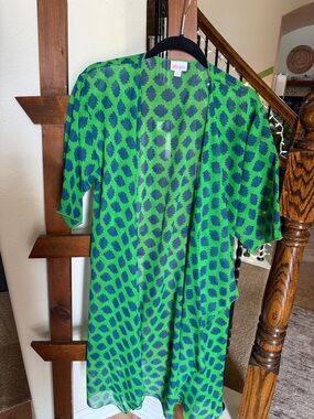 LuLaRoe Green and Navy Blue Swim Coverup